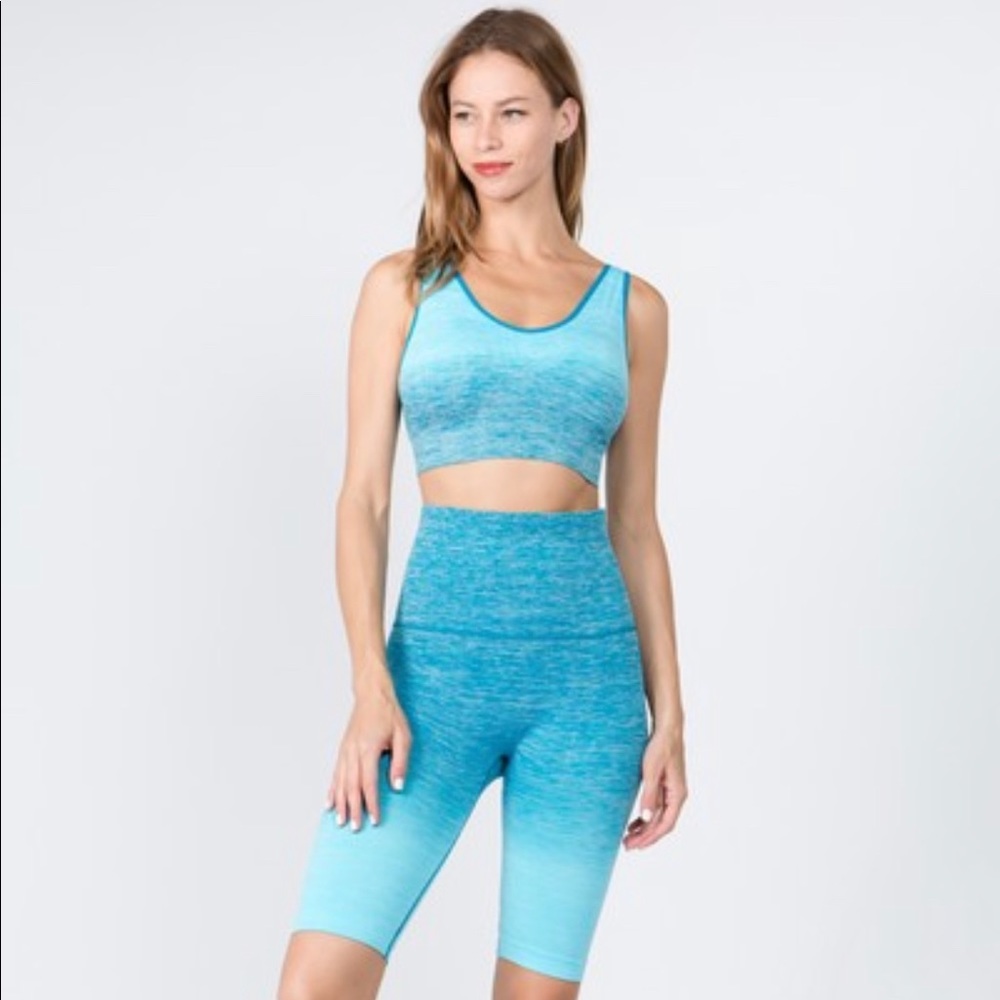 Active Ombre Sports Bra & Bike Shorts Set